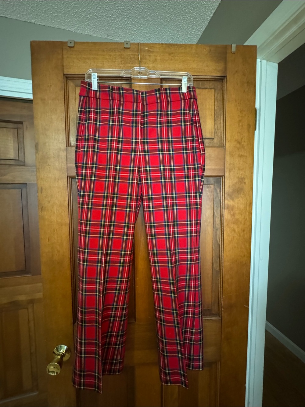 J. Crew Red Plaid Boot Cut Pants